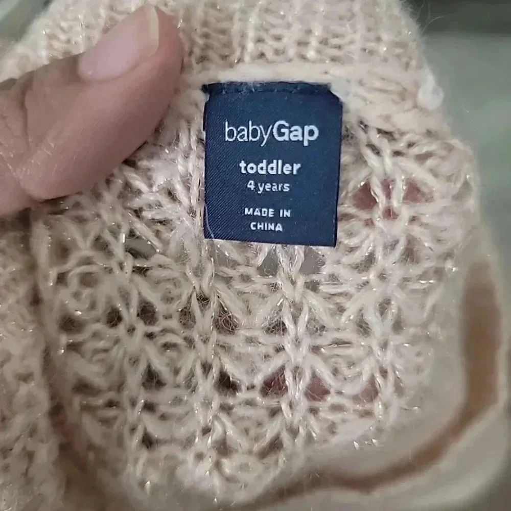 Baby Gap Girls Size 4T  Knit Top Sweaters Pink Beige Long Sleeve Wool And Mohair